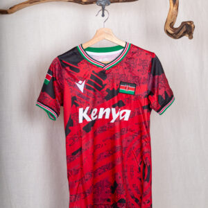Fussball Fanshirt Kenya 2025 Erwachsene Rot/Schwarz