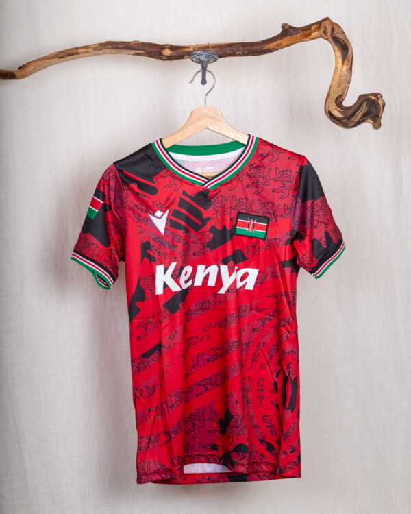 Fussball Fanshirt Kenya 2025 Erwachsene Rot/Schwarz